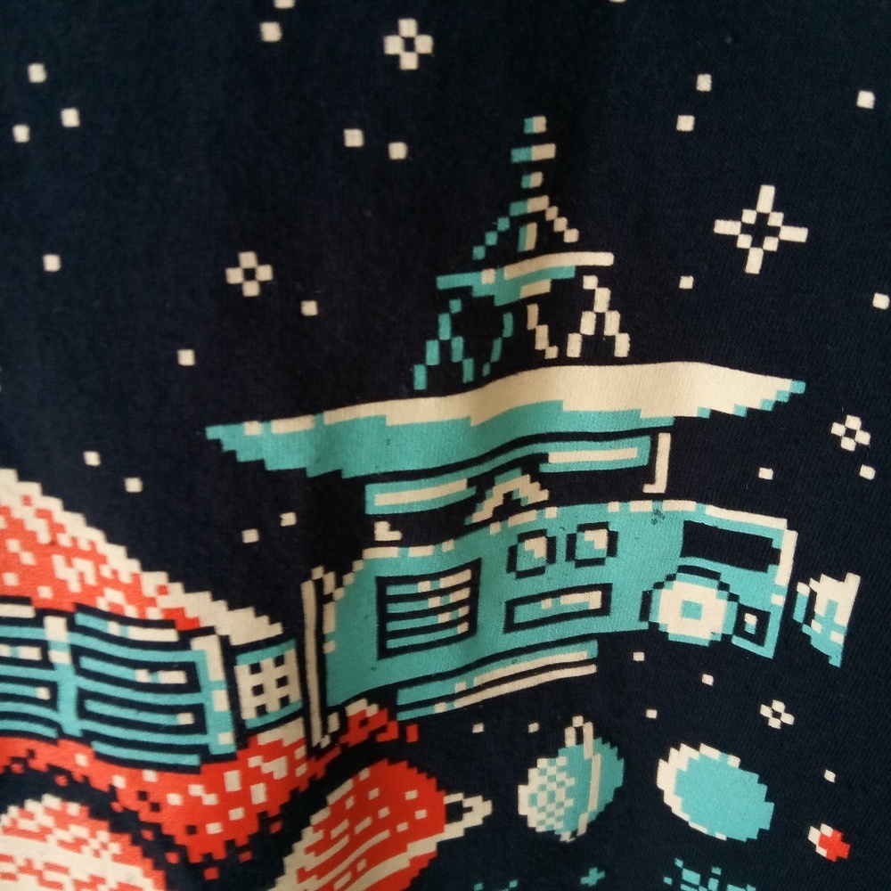 SPACE CHRISTMAS MENS LARGE SNOWMAN GRAPHIC T-SHIRT - Picture 5 of 8